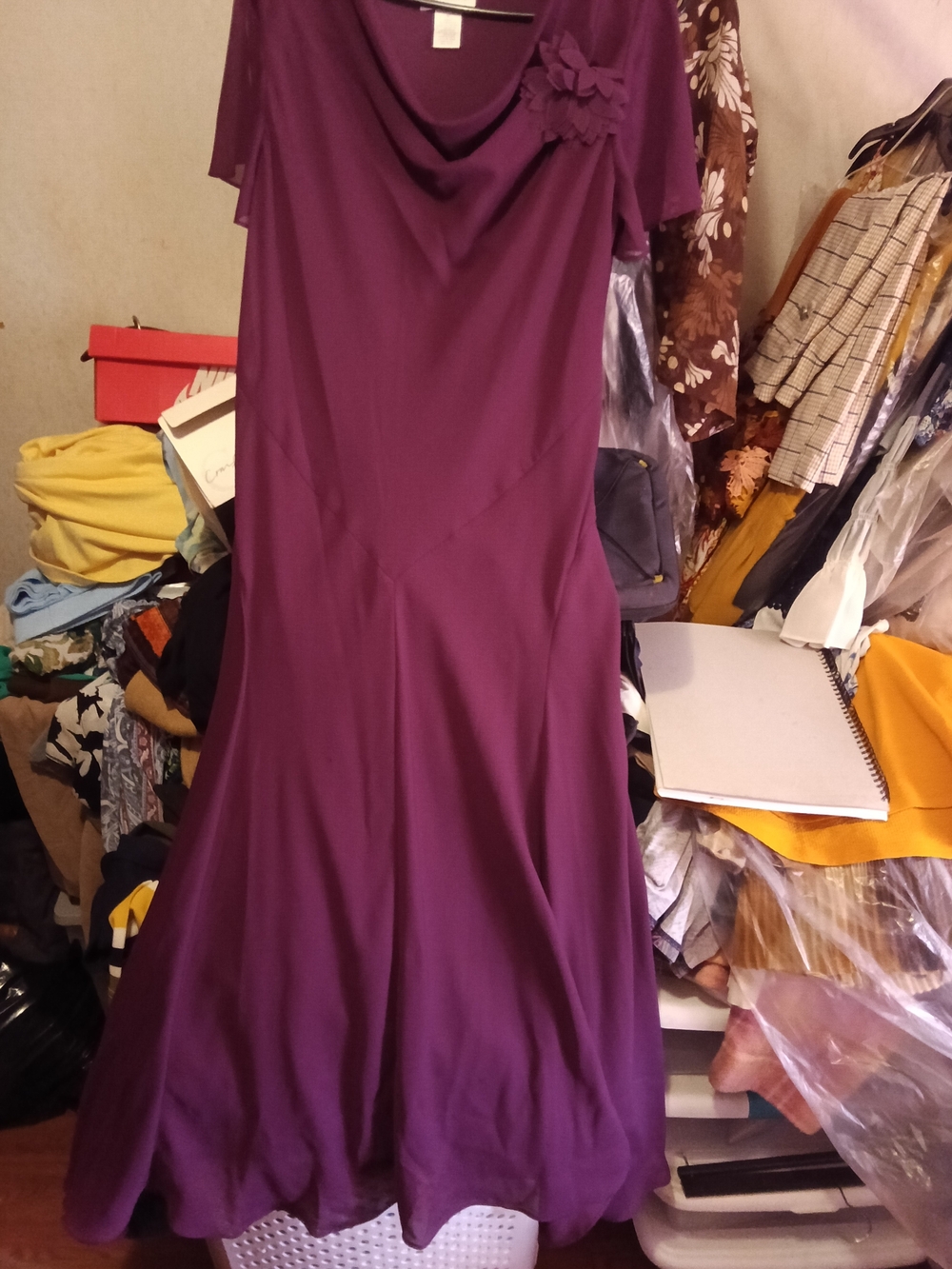 Women's Purple Floral-Accent Midi Dress